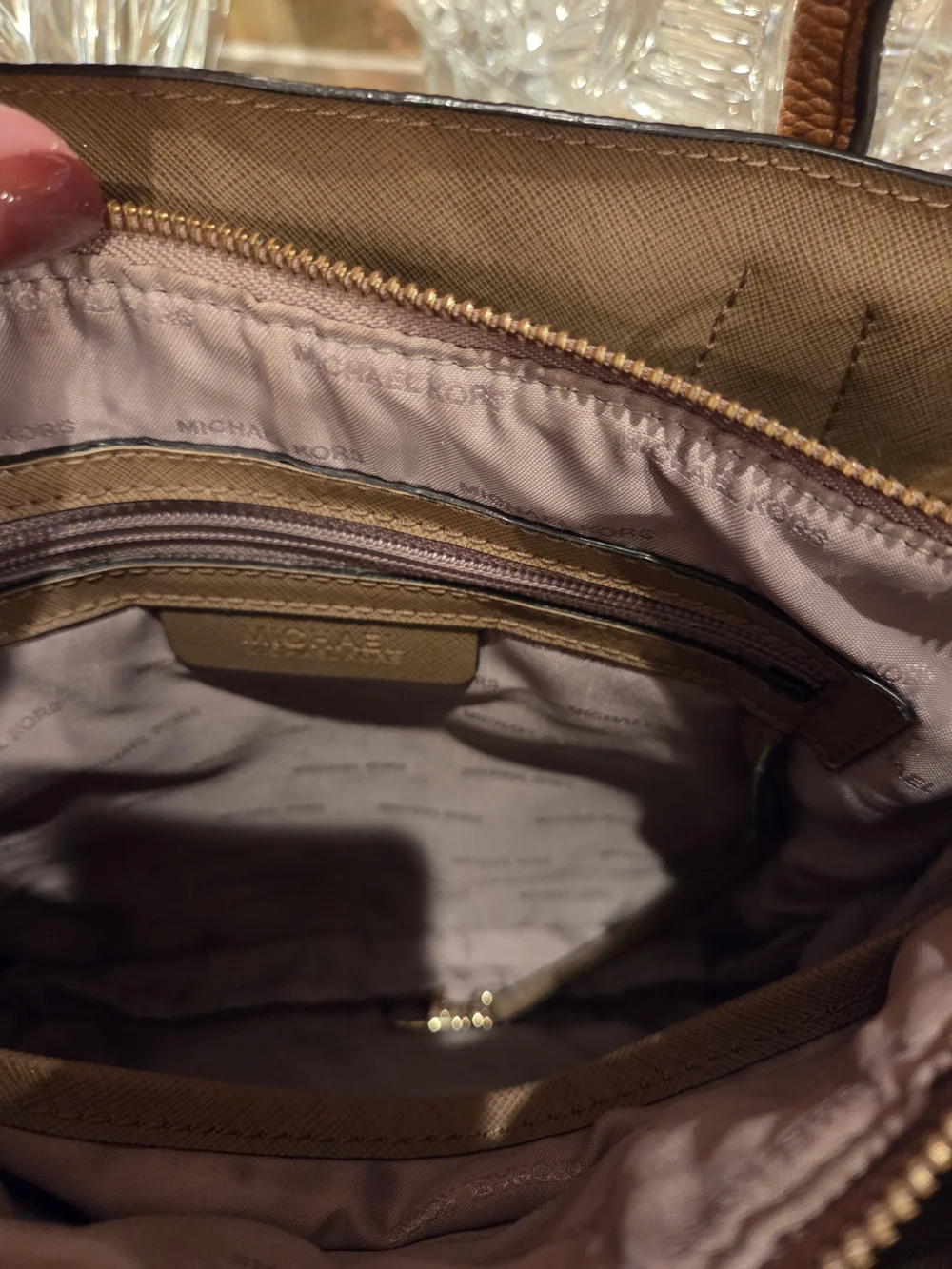 Michael Kors Tan Leather Chain-Accent Bag